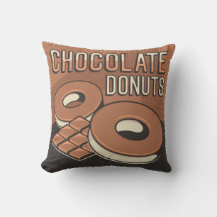 Retro Vintage Classic Grunge Choclate doughnut Cushion