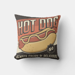 Retro Vintage Classic Grunge Fresh hot dog Cushion