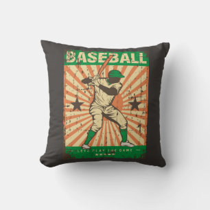 Retro Vintage Classic Grunge Green Baseball Player Cushion