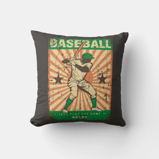 Retro Vintage Classic Grunge Green Baseball Player Cushion (Front)