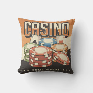Retro Vintage Classic Grunge Poker Chips Cushion