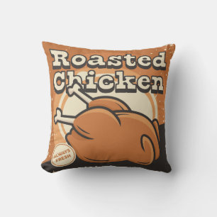 Retro Vintage Classic Grunge Roasted Chicken Cushion