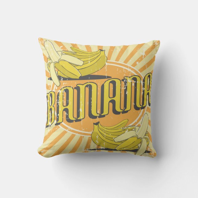 Retro Vintage Classic Grunge Sunny Bananas Cushion (Front)