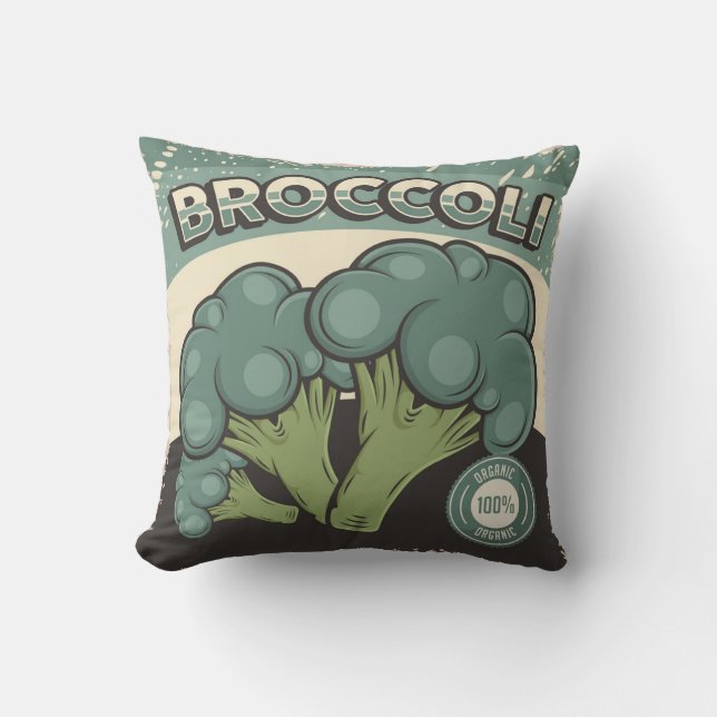 Retro Vintage Classic Grunge Vegetable broccoli Cushion (Front)