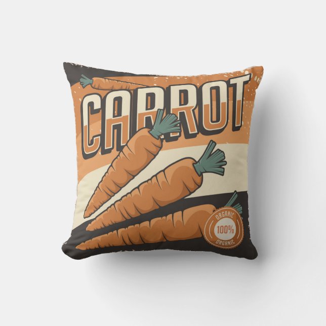 Retro Vintage Classic Grunge Vegetable carrot Cushion (Front)