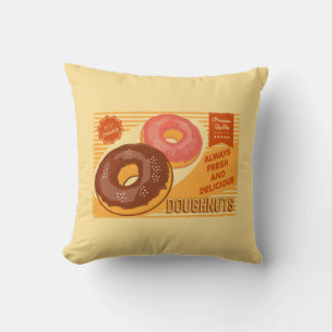 Retro Vintage Classic  Grunge Yellow Doughnut  Cushion