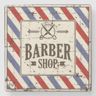 Retro Vintage Classic Simple Barber Shop   Stone Coaster