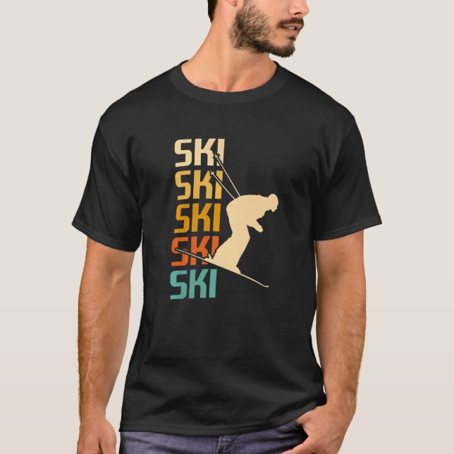 Retro Vintage Classic Skiing Skier T-Shirt (Front)
