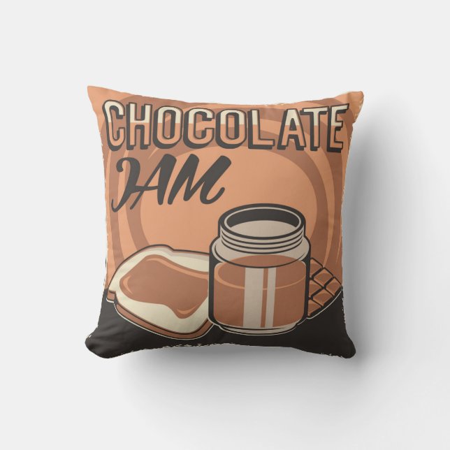 Retro Vintage Classic Sweet Brown Chocolate Jam Cushion (Front)