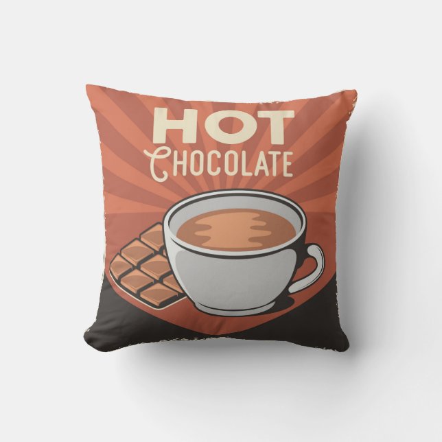 Retro Vintage Classic Sweet Brown Hot Chocolate  Cushion (Front)