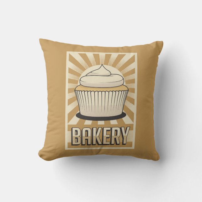 Retro Vintage Classic Sweet Cup Cake Throw Pillow (Front)
