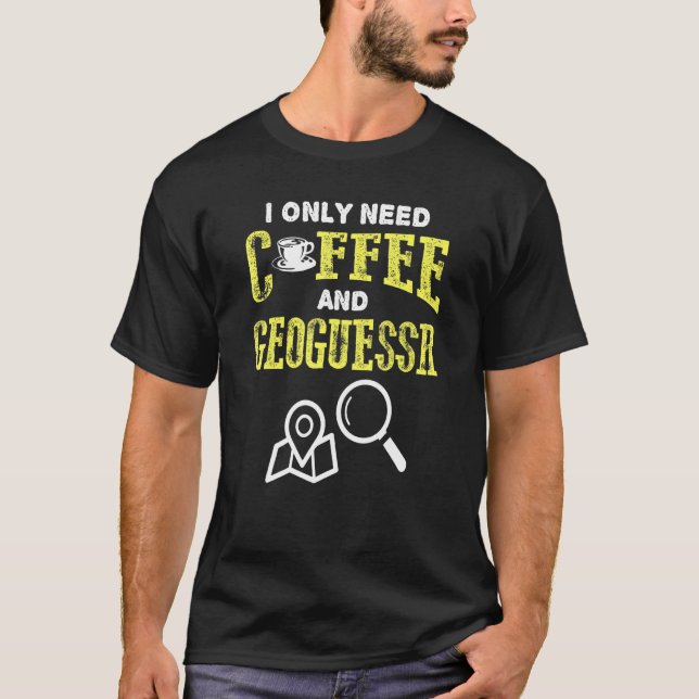 Retro Vintage Coffee And Geoguessr Location T-Shirt (Front)