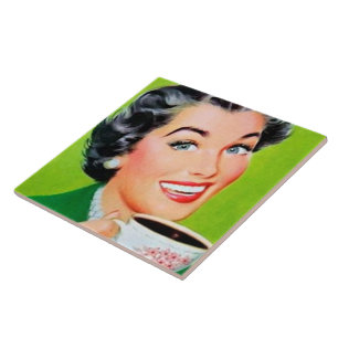 Retro vintage coffee lady kitchen tile
