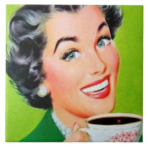 Retro vintage coffee lady kitchen tile