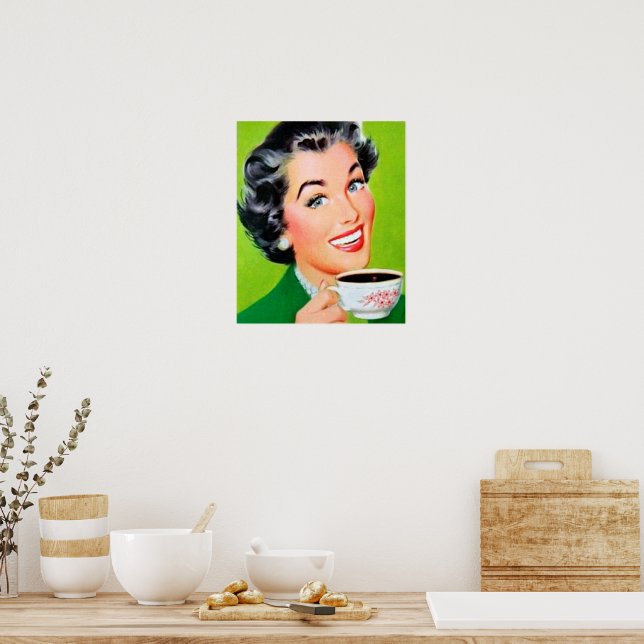 Retro vintage Coffee lady poster (Kitchen)