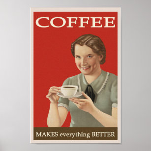 Retro Vintage Coffee Poster, 1940s-1950s  Poster