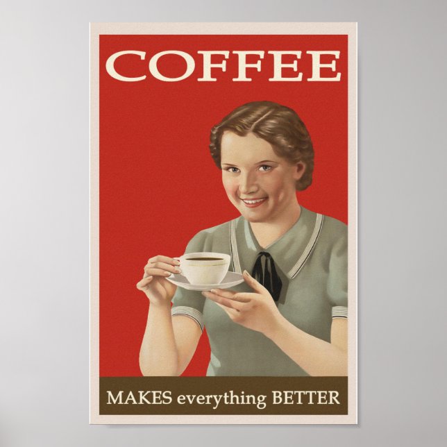 Retro Vintage Coffee Poster, 1940s-1950s  Poster (Front)
