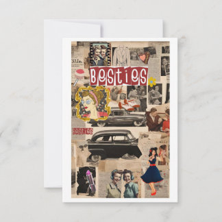 Retro Vintage Collage Happy Galentine’s Day Cards