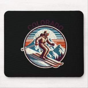 Retro vintage colorado ski resort winter skiing  mouse mat