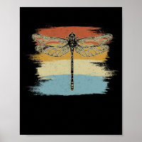 Retro Vintage Coloured Dragonfly Drawing