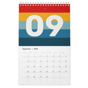 Retro Vintage Colourful Bold Stripes Calendar