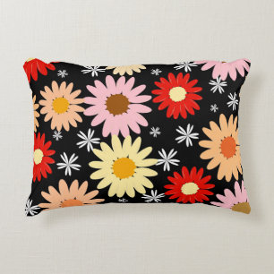 Retro Vintage Colourful Daisy Flower Pattern Decorative Cushion