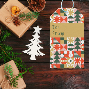 Retro Vintage Colourful Scandinavian Christmas  Gift Tags