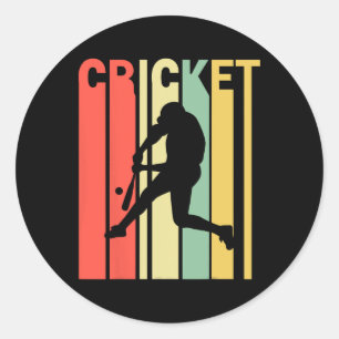 Retro Vintage Colours Cricketer Classic Round Sticker