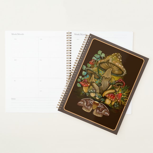 Retro Vintage colours Mushroom & Moth Art Planner (Display)
