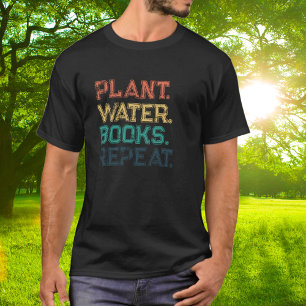 Retro Vintage Colours Plant Water Books Repeat T-Shirt
