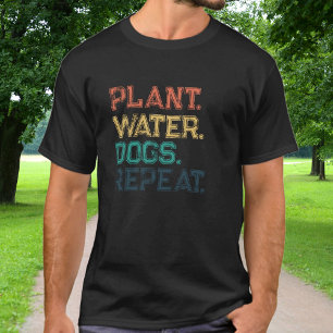 Retro Vintage Colours Plant Water Dogs Repeat  T-Shirt