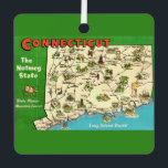 Retro, Vintage Connecticut Map Metal Tree Decoration<br><div class="desc">A very old,  retro postcard greeting from Connecticut.</div>