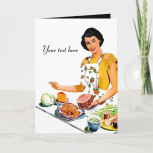 retro vintage cooking lady add sentiment note card