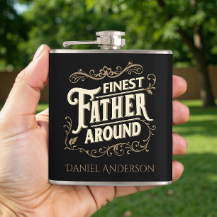 Retro Vintage Cool Elegant Typography Father's Day Hip Flask