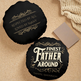 Retro Vintage Cool Elegant Typography Father's Day Round Cushion