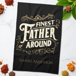 Retro Vintage Cool Elegant Typography Father's Day Tea Towel