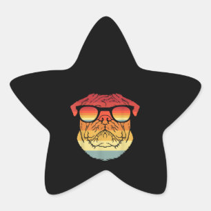 Retro Vintage Cool Pug Owner Gift Pet Dogs Star Sticker