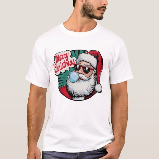 Retro Vintage Cool Santa Claus Christmas T-Shirt (Front)