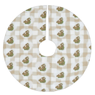 Retro Vintage Coquette Baby Animals Bunny Gingham Brushed Polyester Tree Skirt