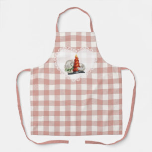 Retro Vintage Coquette Baby Animals Cat Gingham Apron