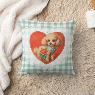 Retro Vintage Coquette Baby Animals Dog Gingham Cushion