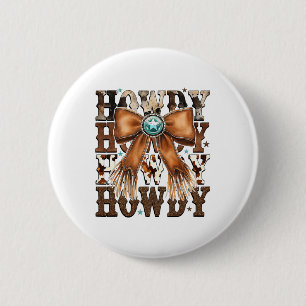 Retro Vintage Coquette Bow Howdy Western Thanksgiv 6 Cm Round Badge
