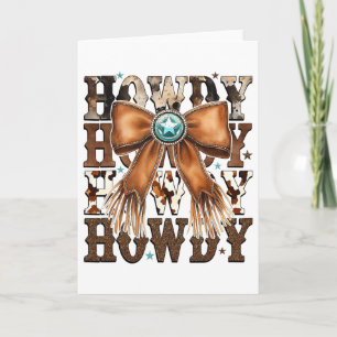Retro Vintage Coquette Bow Howdy Western Thanksgiv Card