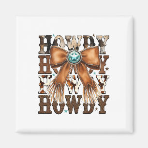 Retro Vintage Coquette Bow Howdy Western Thanksgiv Magnet