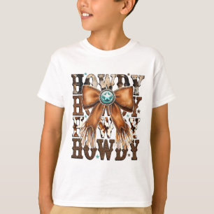 Retro Vintage Coquette Bow Howdy Western Thanksgiv T-Shirt