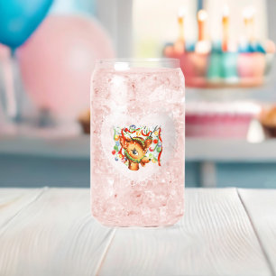 Retro Vintage Coquette Pastel Baby Animals Deer Can Glass