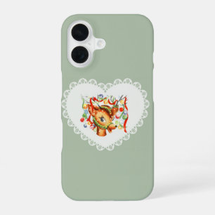 Retro Vintage Coquette Pastel Baby Animals Deer iPhone 16 Case