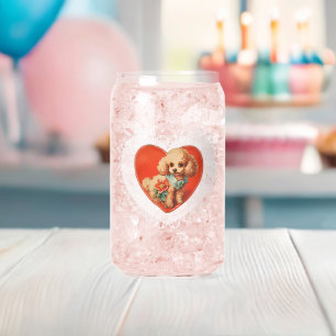 Retro Vintage Coquette Pastel Baby Animals Dog Can Glass