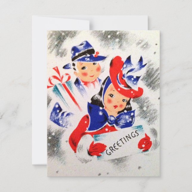 Retro Vintage couple add message card (Front)