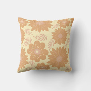 Retro Vintage Cream Orange Floral Cushion